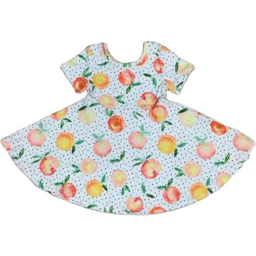 Spring Summer Baby Girls Clothes Peach Twirl Milk Silk Dress