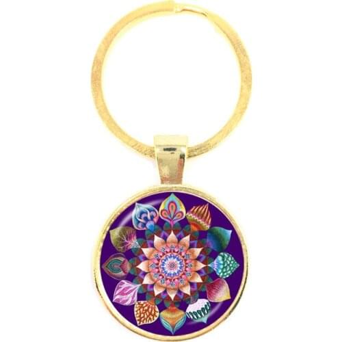 Vintage Jewelry Mandala Keychain Henna OM Symbol Buddhism Zen Online Shopping India 2018 Fashion Keyring For Men Women