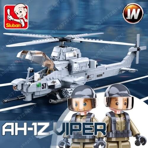 Military Building Block Fighter AH-1Z VIPER Aircraft Plane War Weapon Creator Aviation Bricks Educational Toy for children gift