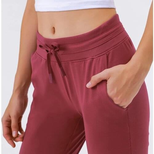 Women workout Sport Joggers Pants Women Drawstring Fitness Jogger Butter Soft Leggings with two side pockets Full length