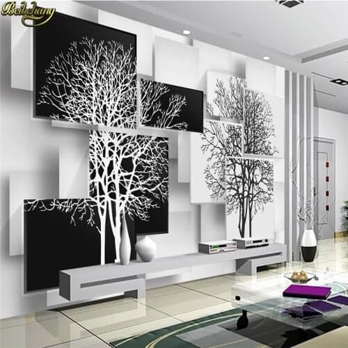 Beibehang papel de parede 3d Custom Photo Wallpaper Mural Simple Black and White Big Tree 3D TV Wall wall papers home decor