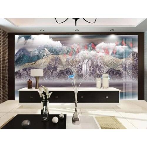 Stone pattern ink painting landscape elk 3D Wallpaper Mural Living Room Bedroom TV Background Home Decor Silk Wallpaper 3d