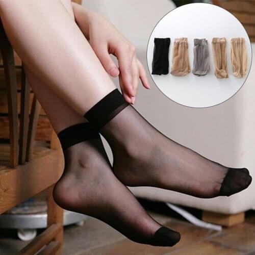 5 Pair Women Velvet Sexy Socks Summer Thin Silk Transparent Elastic Female Short Ankle Socks Sox High Quality