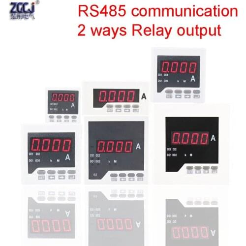 AC0-5A digital ammeter Panel meter current meter with RS485 communication function with 2 ways alarm relay output ampere meter
