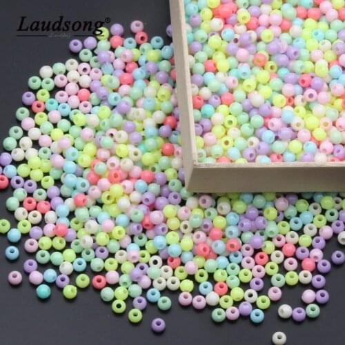 500PCS 4MM Acrylic Random Mix Candy Color Beads Jewelry spacer DIY Fashion Necklace Bracelet Childrens Educational Toys