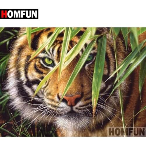 HOMFUN 5D DIY Diamond Painting Full Square/Round Drill "Animal tiger" 3D Embroidery Cross Stitch gift Home Decor A00263