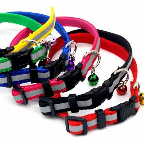 ANGRLY 4pcs Urgent Transport Nylon Reflective Small Lace Dog Cat Collar Toys with Bell Pet Bell Collar Pet Puppy General Toy