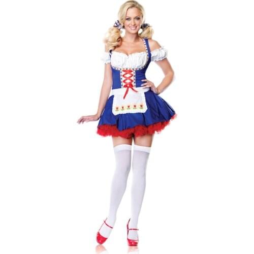 DHL Free Shipping ML5092 New Dutch Darling Adult Costume Sexy French Maid Costume Classic Halloween Party Dress Women Clubwear