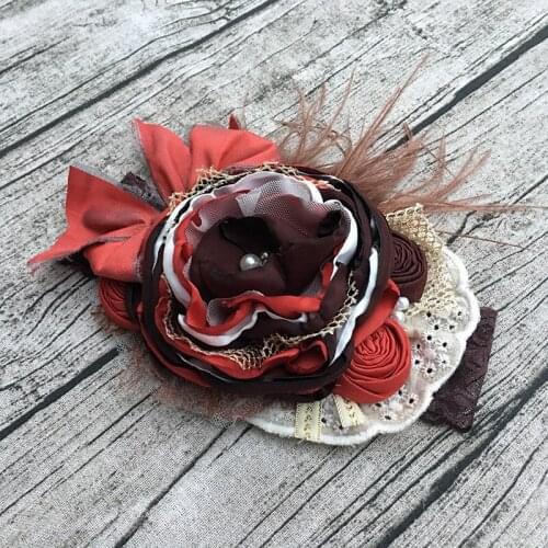 Free Shipping Dupioni Silk Flower Girl Headband Kids Hair Accessories Photo Prop