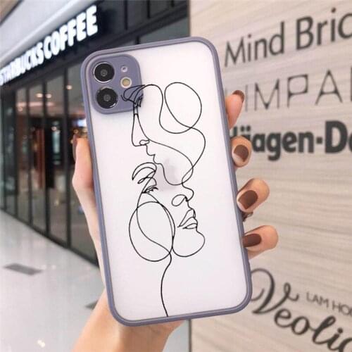 Abstract Geometric Line Phone Case for IPhone 12 11 Pro Max X XR XS Max 7 8 Plus 7Plus 8Plus SE2 Bumper Matte Cover Coque Funda