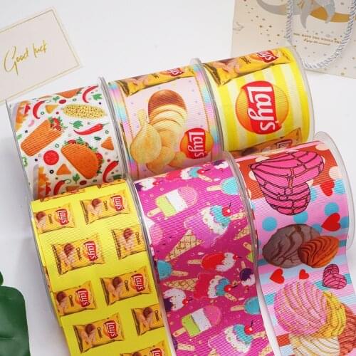 DIY Cartoon Food Printed Grosgrain Ribbon For Craft Supplies Sewing Accessories 5 Yards, Planar Resins Mold 10 Pieces. 52508