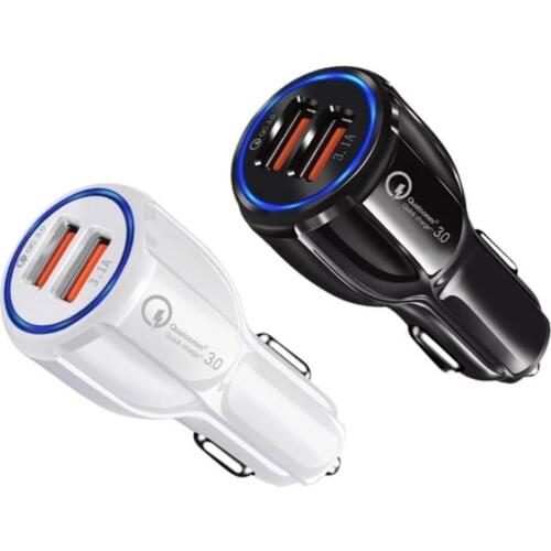Hot Sale 2020 Car Charger Auto Dual USB Charge Port Voltage Display Universal Phone Charge Adapter Accessories QC3.0
