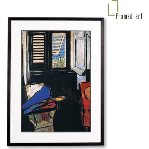 Matisse framed artwork Interior with a Violin aluminum picture frame with matboard 30x40cm
