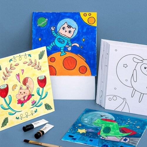 10 pages Ins Cartoon Coloring Book Kindergarten Drawing Book for kid Art Stationery Childrens Oil Painting Frame Drawing Board