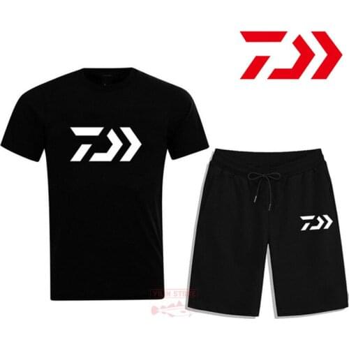 Daiwa Fishing Suit Mens Summer Running Fitness Clothes Casual Sports Outfit Quick-drying T-shirt Outdoor Fishing Short Sleeve