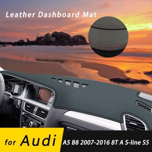 For Audi A5 B8 2007-2016 8T A S-line S5 Leather Anti-Slip Mat Dashboard Cover Pad Sunshade Dashmat Protect Carpet Accessories
