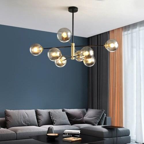 Modern Nordic Creative Glass Ball Chandeliers Lighting Hanging Light for Dining Room bedroom Home Indoor Branch Suspension Lamp