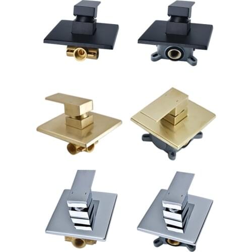 Bathroom Square In Wall Mounted Shower Mixer Valve Brass Concealed Shower Mixer Valve 1 Way Faucet Tap Chrome Black Brushed Gold