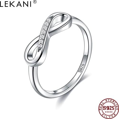 LEKANI Bowknot Style Ring For Women S925 Sterling Silver Inlay Cubic Zirconia Rings Show Your Infinite Love Fine Jewelry Hot