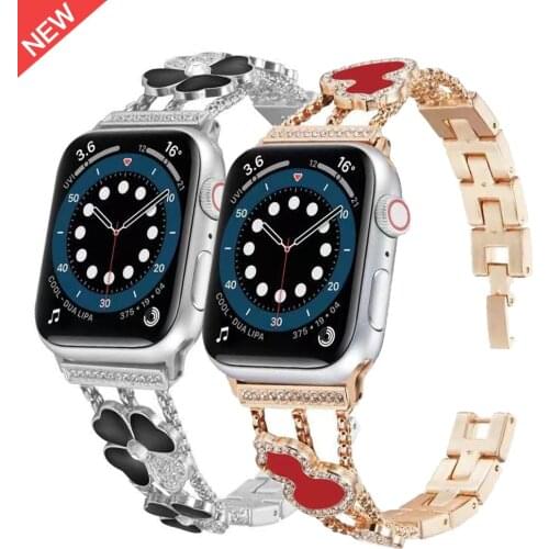 Luxury Metal+diamond band Compatible with Apple watch 6 5 4 SE 44mm 40mm Women bracelet strap for iwatch 3 2 1 42mm 38mm band