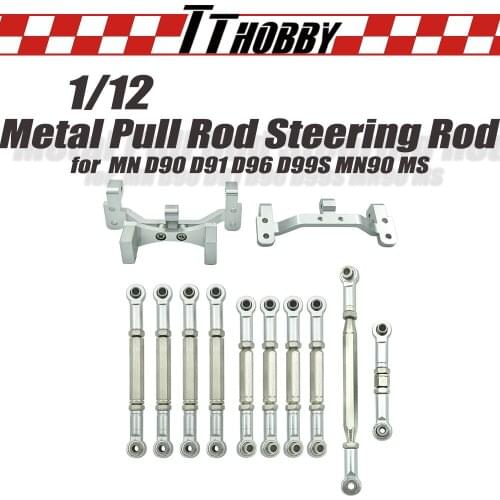 TTHOBBYMetal Pull Rod Steering Pull Rod Servo Rod Pull Rod Base for MN D90 D91 D96 D99S MN90 MS 1/12 RC Car Spare Upgrade Parts