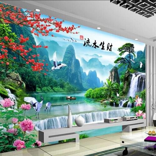 Custom Wall Mural Chinese Style Nature Landscape Wall Painting Living Room Bedroom Photo Wallpaper Home Decor Papel De Parede 3D