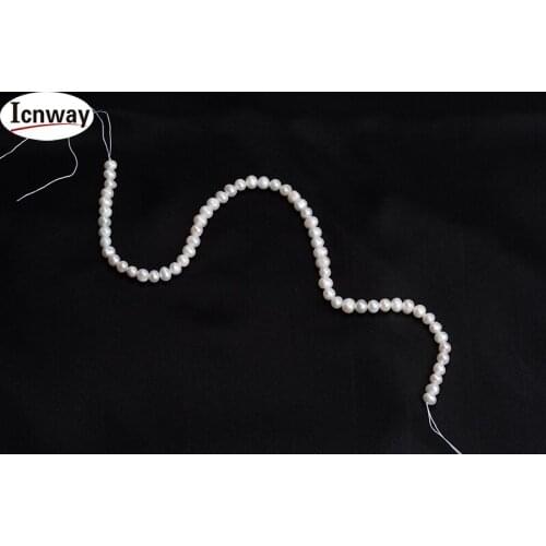 Natural 5strands round Freshwater Pearl white 6-7mm 15inches DIY necklace bracelet earring FreeShipping Wholesale