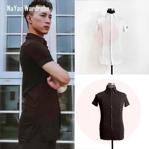 2020 New Latin Dance Dress Tops Short Sleeve Male Latin Dancing T-shirt Clothes Belly Ballroom Tango Dresses D557
