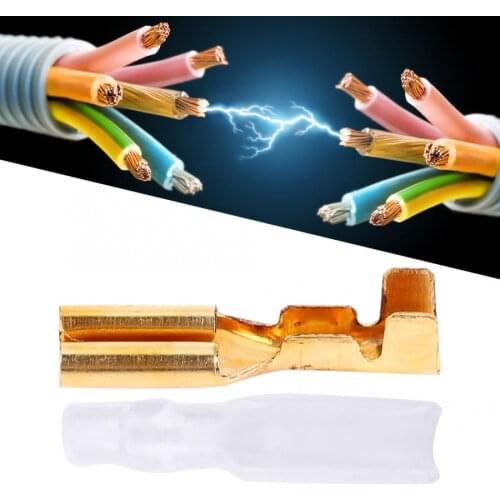 100 Pair Crimp Terminal Connector 2.8mm Gold Brass Car Speaker Electric Wire Connectors Set micro cable connector