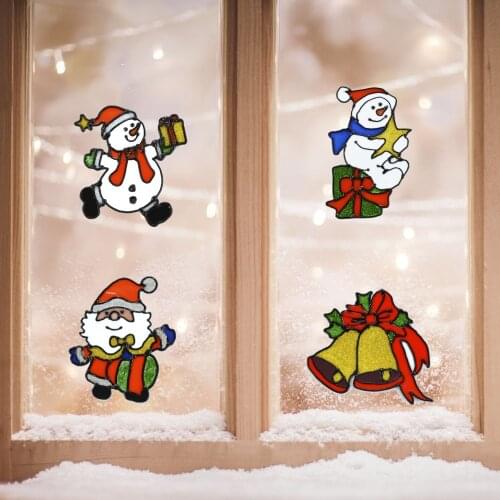 Christmas Decorations Wall Window Stickers Silicone Santa Claus Glass Stickers Window Door Wall Christmas Decoration for Home