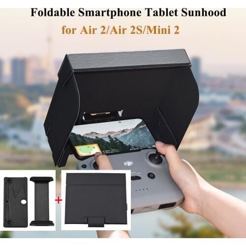Foldable Smartphone Tablet Sunhood for DJI Air 2/Air 2S/Mini 2 Clip Holder Stand Sunshade Light Block Tablet Extended Bracket