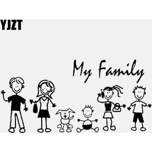YJZT 20CM* 9.8CM Family Car Sticker Vinyl Decal My Mom Kid Baby Cat Dog Pet Black/Silver C3-2066