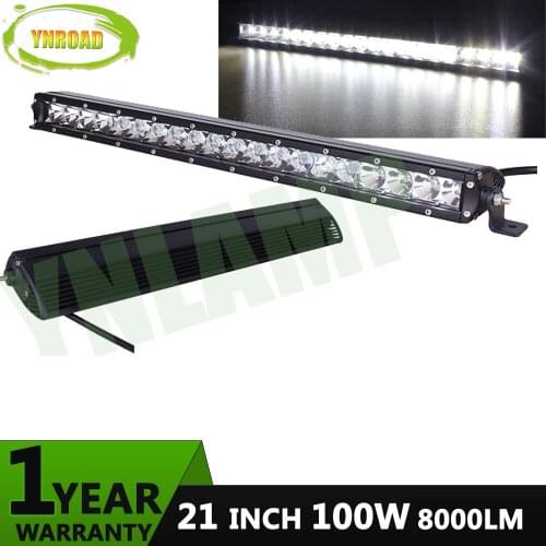 YNROAD 100w 21inch single row Led Light Bar 20x5W work light for Hunting Driving Offroad Light 10V- 30V 4x4