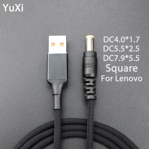 YuXi 1.8m USB type-A male to DC 7.9*5.5 4.0*1.7 5.5*2.5 mm Nylon Wire Power Adapter Cable Connector 65W For Lenovo Notebook