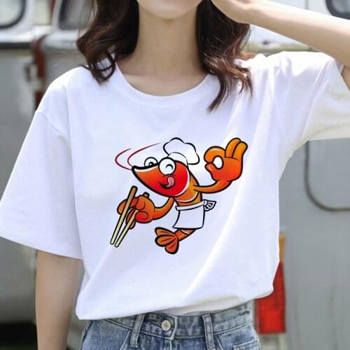 2021 Top Cute Lobsterling Cotton T Shirt Women Summer New Oversized Solid Tees Casual Loose T-shirt Korean O Neck Female Tops