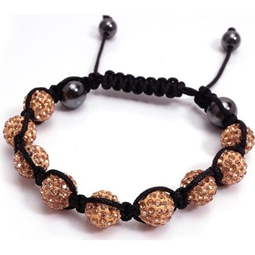 Handmade Womens 10mm Rhinestone Round Beads Handmade Bracelet Femme Bracelets Jewelry