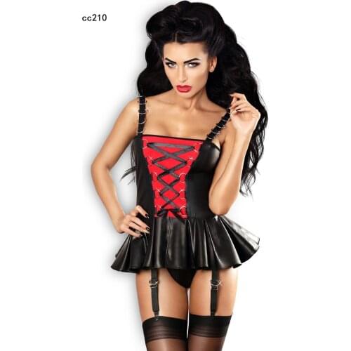 Sexy Lingerie PVC look Black Faux Leather Gothic Fetish Night dress Baby Dolls 301