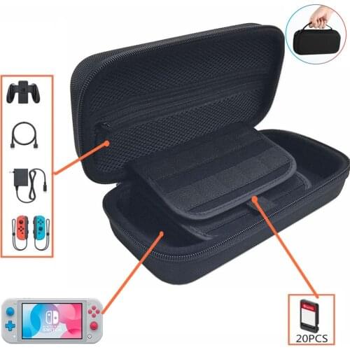 Hard Case Bag for Nintend Switch Lite,Fit Wall Charger,20 Game card Slots, Large Pouch for Nintendo Switch Lite Mini Accessories