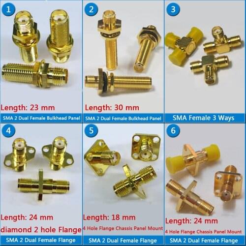 1X Pcs High-quality RF Connector Socket SMA Female To SMA Female With 2 hole 4 hole Flange O-ring Bulkhead Panel Mount Brass