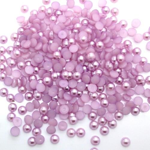1000Pcs 6mm Light Purple Half Roud Pearl Beads FlatBack Scrapbook Craft Cabochon Kawaii DIY Embellishments Accessories