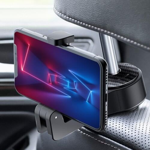 2 in 1 Car Headrest Hook for 4-6 inch Phone Holder Seat Back Hanger for Bag Handbag Purse Grocery Cloth Foldable Clips Organizer