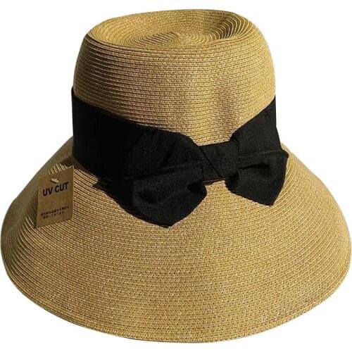 WeMe 2021 Popular Paper Hat With Bowknot Sunshade Fisherman Hat UV Protection