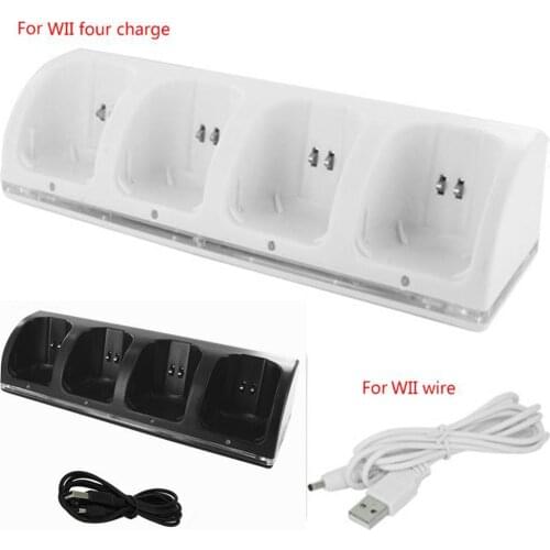 4Port Smart Charger Charging Dock Rechargeable Batteries for WII Game Console Battery Gamepad Game Controller Joystick Charger