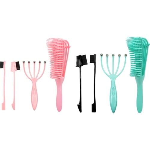 4pcs Massage Comb Kit Detangling Octopus Comb Massage Claw Eyebrow Brush Scalp Massage Comb Kit Hairdressing Hair Care