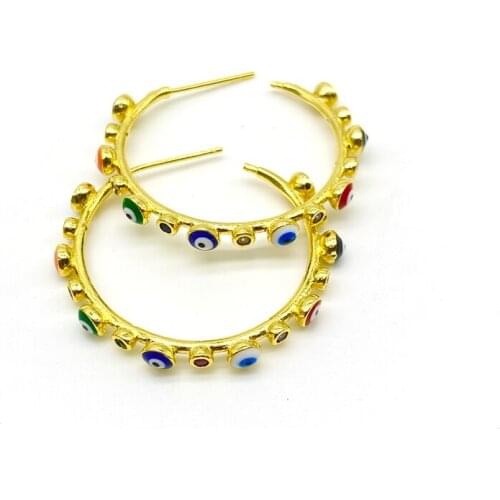 5pair/Lot 2020 Jewelry Gold Filled Enamel Eye Hoop Earrings