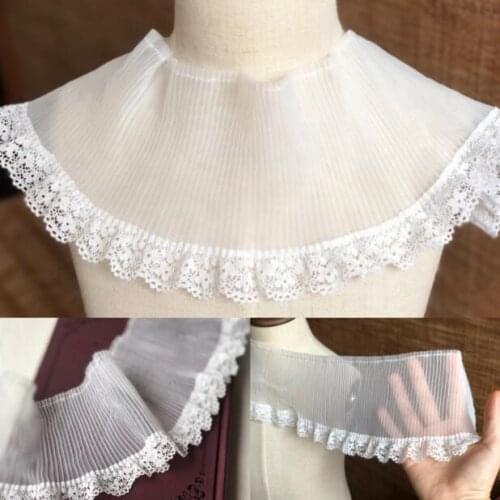 5yards DIY White Organza Ruffle Pleated Lace Trim Fabric For Sewing Wedding Dress Clothing Cuff Neckline Decoration Accessories