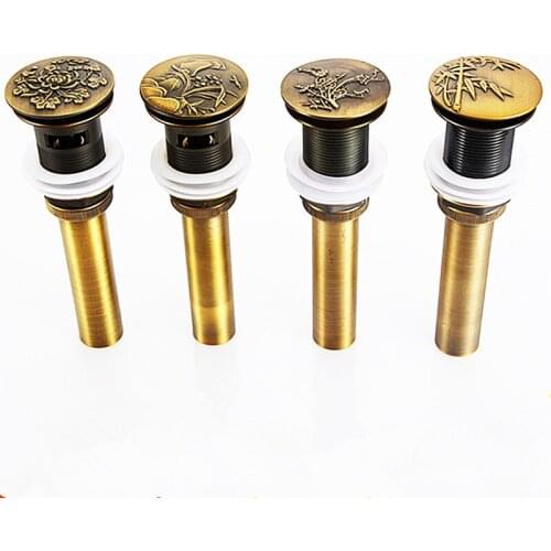 Antique Brass Water Pipe Water Heater To Flip Bounce European Art Basin Water Leakage Threaded Bathroom Accessories