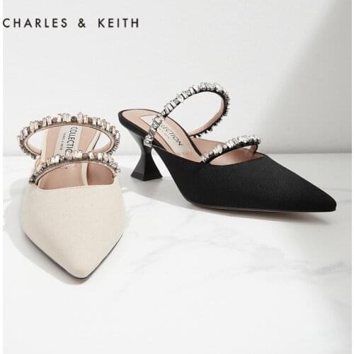 CHARLES＆KEITH New Arrival for Summer 2021 SL1-60280370 Womens rhinestone embellished high-heel mules