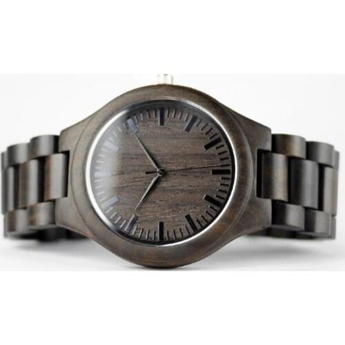 REDEAR Handmade Black Sandalwood Watches Lovers Watches Cool Nature Wood Quartz Automatic Watch in Gift Box