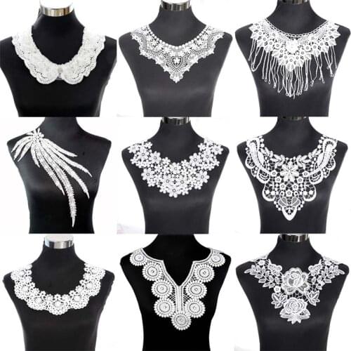 Flower Floral Embroidered Lace Neckline Collar Trim Neck Applique Clothes Dress Sewing Supplies Craft Classic Accessories